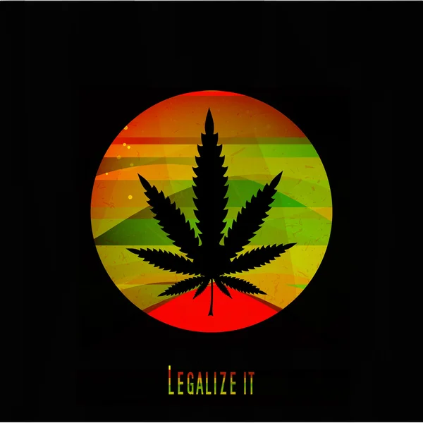 Zwarte Cannabis blad in kleurrijke — Stockvector