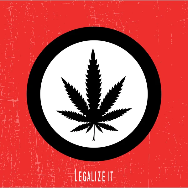 Feuille de cannabis noire en blanc — Image vectorielle