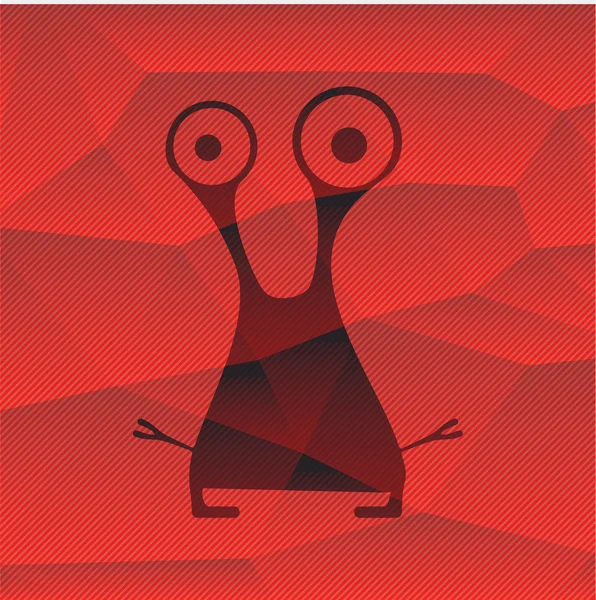 Monster on red polygonal background — Stock Vector