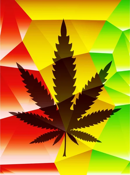 Cannabis leaf op rastafarian veelhoekige — Stockvector