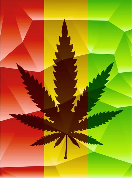 Cannabis leaf on rastafarian polygonal — Stock Vector
