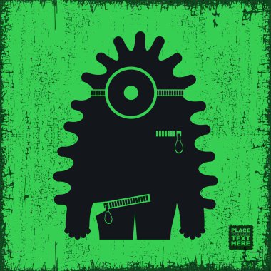 Canavar grunge arka plan üzerinde. Çizgi film 