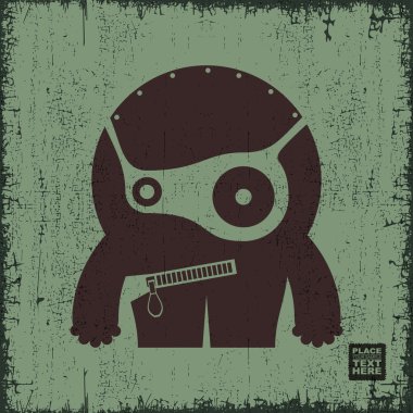 Canavar grunge arka plan üzerinde. Çizgi film 