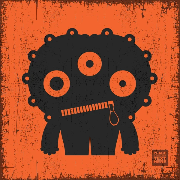 Monster op grunge achtergrond. Cartoon — Stockvector