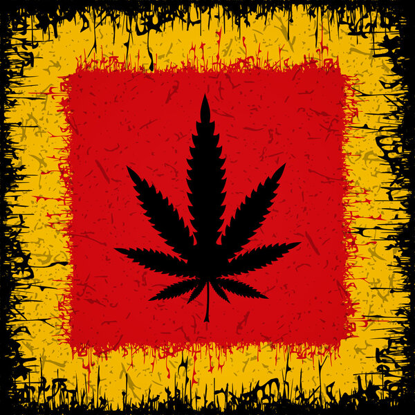 Cannabis leaf  on grunge background.