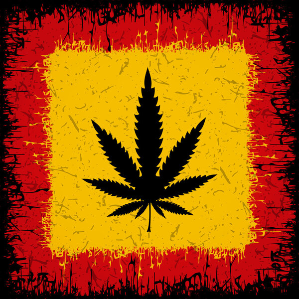 Cannabis leaf  on grunge background.