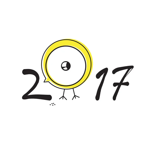 Felice anno nuovo 2017 con piccolo pollo . — Vettoriale Stock