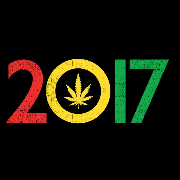 Cannabis blad inde i 2017 år . – Stock-vektor
