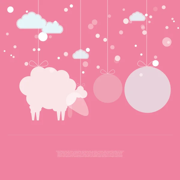 Ovejas en el cielo con lugar redondo para texto . — Vector de stock