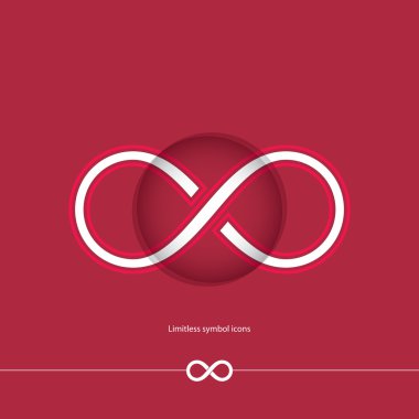 kırmızı zemin üzerine beyaz soyut sınırsız simgesi.