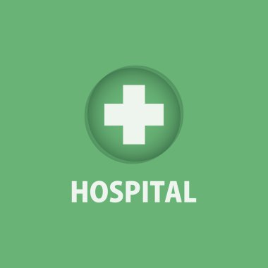 Hospital cross symbol on green background clipart
