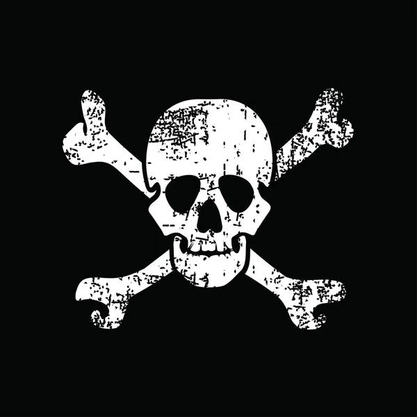 White skull on black grunge background — Stock Vector