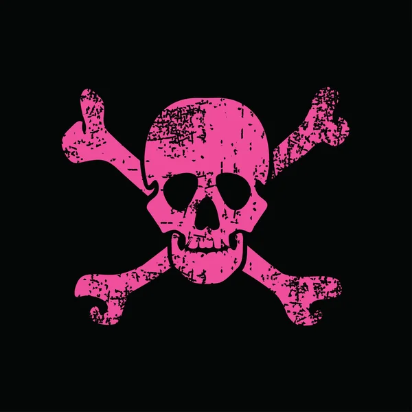 Cráneo rosa sobre fondo grunge negro — Vector de stock