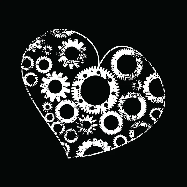 Vector Illustration of a heart with gears — Stock Vector