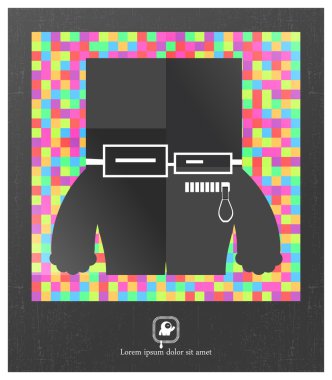 Grunge arka plan üzerinde renkli piksel canavar.