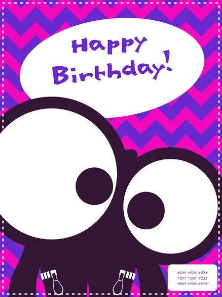 Joyeux anniversaire carte d'invitation avec monstre mignon — Image vectorielle