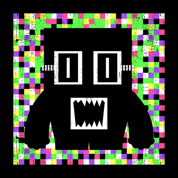 Monstre pixel coloré sur fond grunge . — Image vectorielle