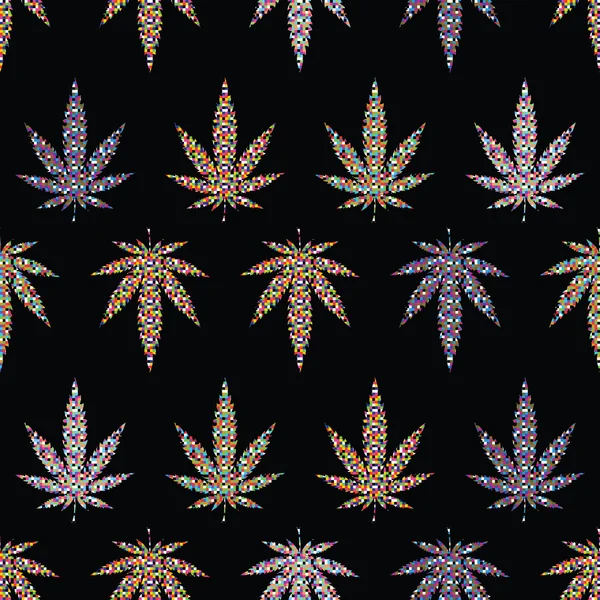 Foglie di cannabis pixel — Vettoriale Stock