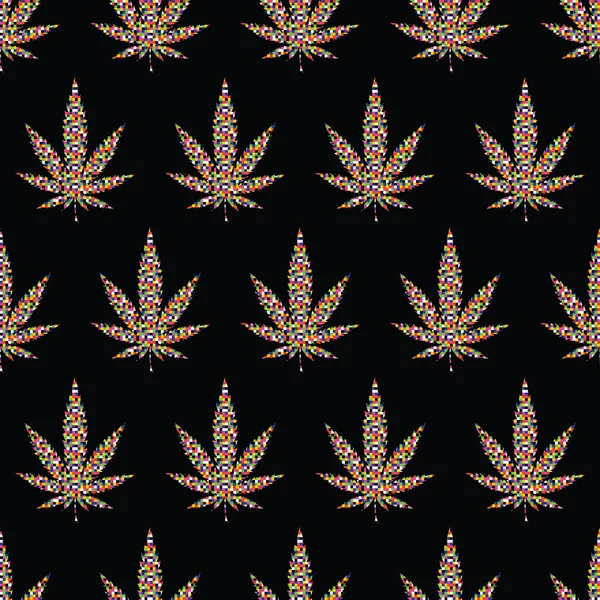 Pixel Cannabis bladeren — Stockvector