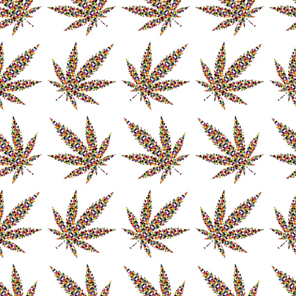 Pixel Hojas de cannabis — Vector de stock