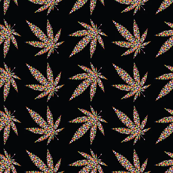 Foglie di cannabis pixel — Vettoriale Stock