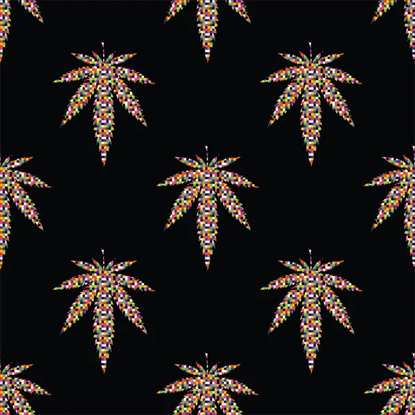 Pixel Hojas de cannabis — Archivo Imágenes Vectoriales