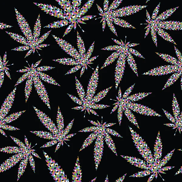 Pixel Hojas de cannabis — Archivo Imágenes Vectoriales