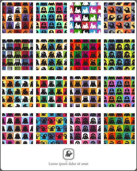 Set of monsters - seamless pattern. — Stock Vector