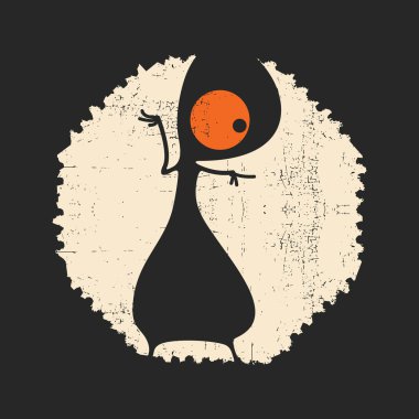 Sevimli canavar retro grunge posta pulu.