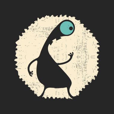 Sevimli canavar retro grunge posta pulu.