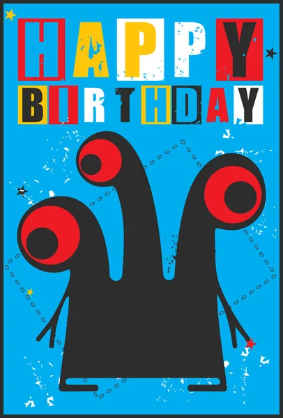Zadowolony urodziny zaproszenie karty z cute monster — Wektor stockowy