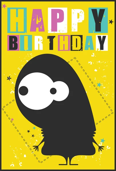 Zadowolony urodziny zaproszenie karty z cute monster — Wektor stockowy