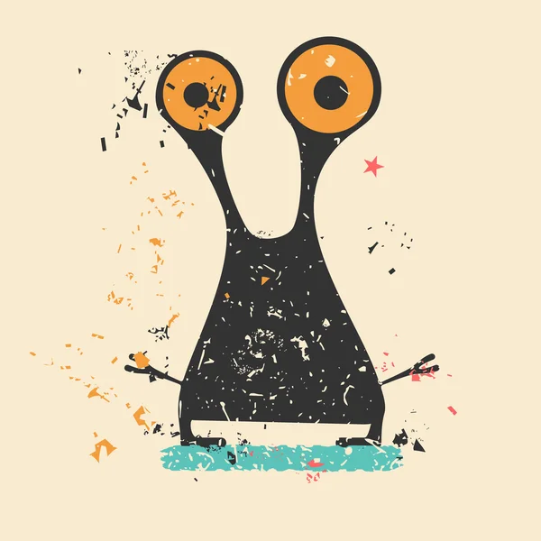 Monstruo lindo en grunge retro — Vector de stock