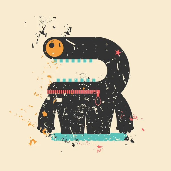 Monstre mignon sur grunge rétro — Image vectorielle