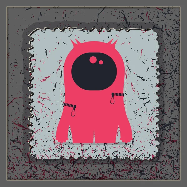 Monstruo en sello postal grunge . — Vector de stock