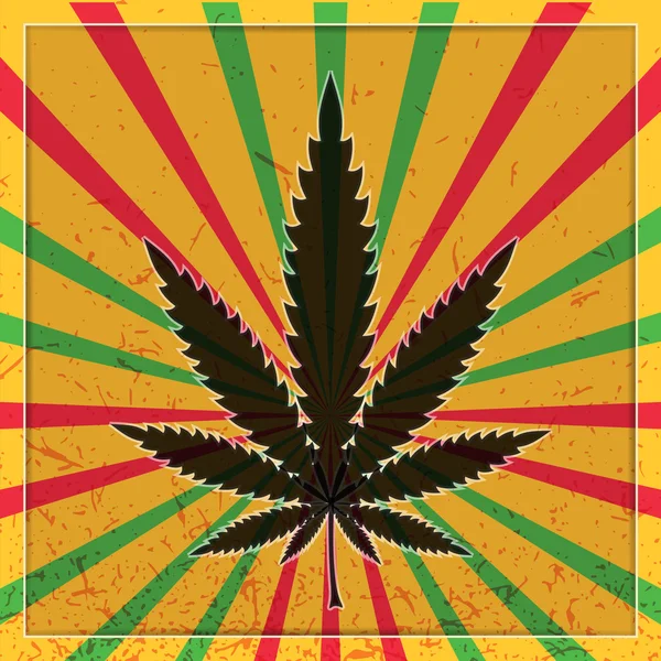 Hoja de cannabis sobre fondo grunge . — Vector de stock