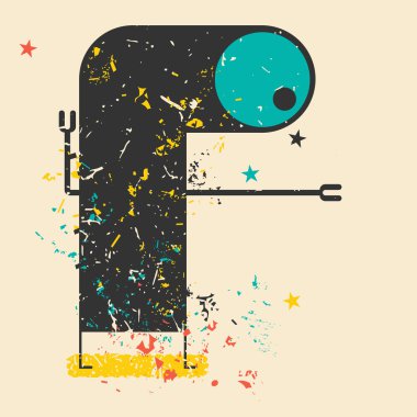 Retro grunge arka plan üzerinde sevimli canavar.