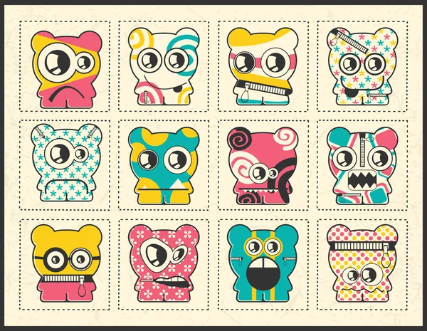 Set of twelve Monsters — Stock Vector