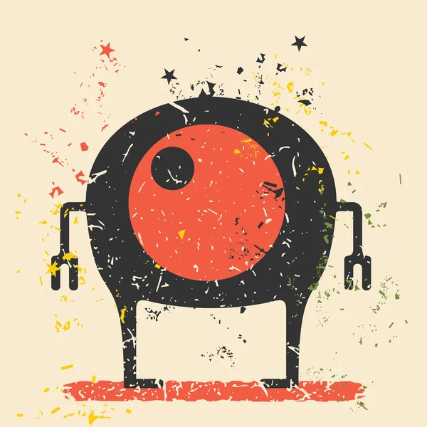 Monstruo lindo sobre fondo grunge retro . — Vector de stock