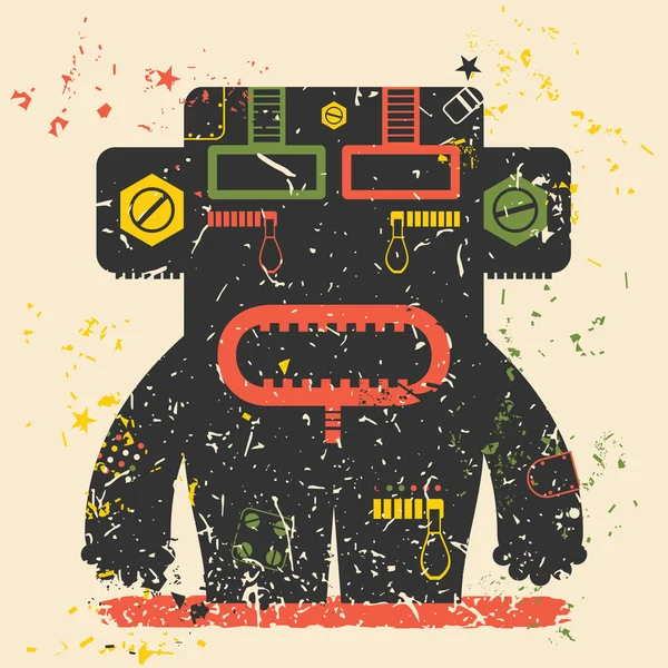 Monstruo lindo sobre fondo grunge retro . — Vector de stock