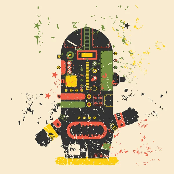 Schattig monster op retro grunge achtergrond. — Stockvector