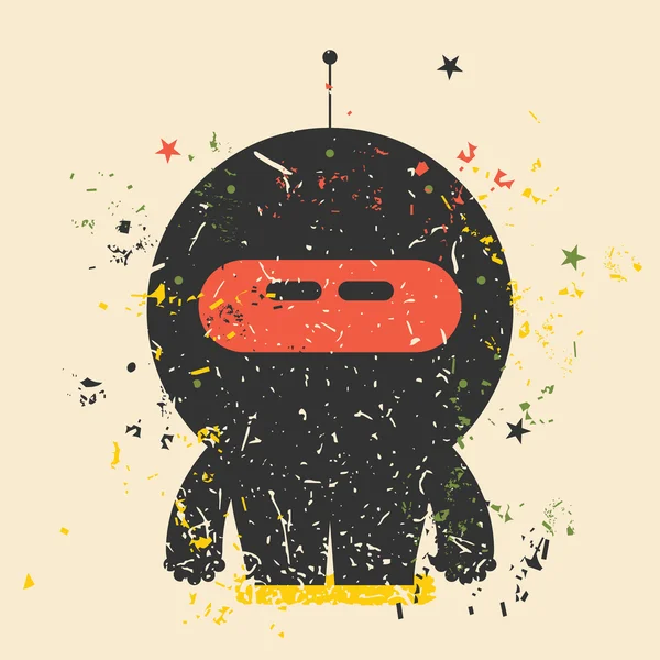 Monstruo lindo sobre fondo grunge retro . — Vector de stock