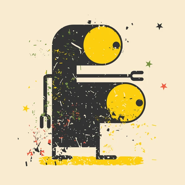 Schattig monster op retro grunge achtergrond. — Stockvector