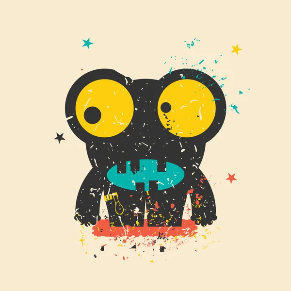 Monstruo lindo sobre fondo grunge retro . — Vector de stock