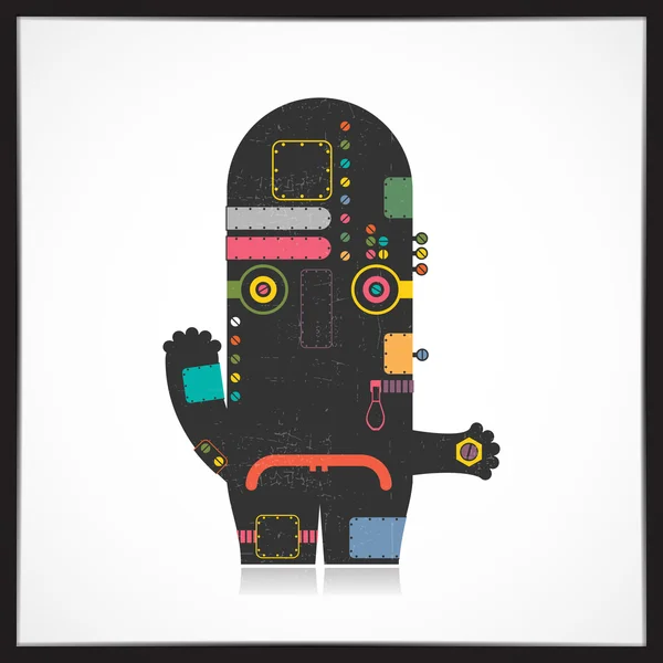 Cute colorful robot with grunge isolated on white. — Stock Vector