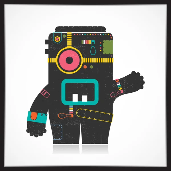 Cute colorful robot with grunge isolated on white. — Stock Vector