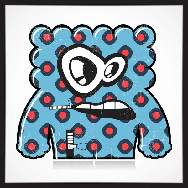 Cute colorful monster with grunge isolated on white. — Stock Vector