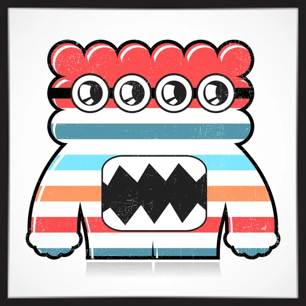 Cute colorful monster with grunge isolated on white. — Stock Vector