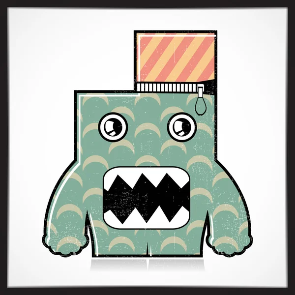 Leuke kleurrijke monster met grunge geïsoleerd op wit. — Stockvector