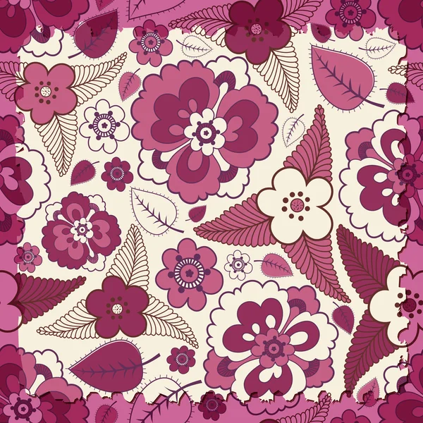 Ein Stück zerrissenes Papier mit floralem nahtlosem Muster. — Stockvektor